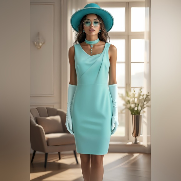 Calvin Klein Dresses & Skirts - Calvin Klein Blue One Shoulder Cocktail Dress